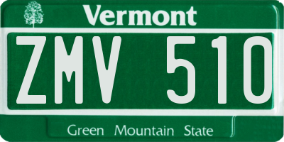 VT license plate ZMV510