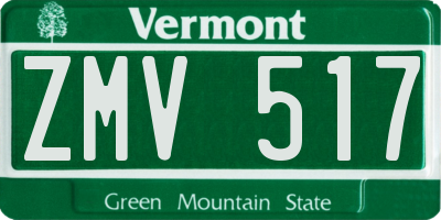 VT license plate ZMV517