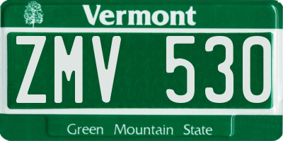 VT license plate ZMV530