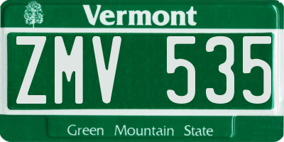 VT license plate ZMV535