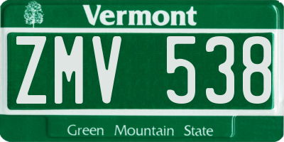 VT license plate ZMV538