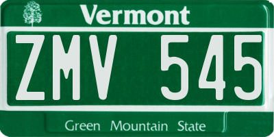 VT license plate ZMV545