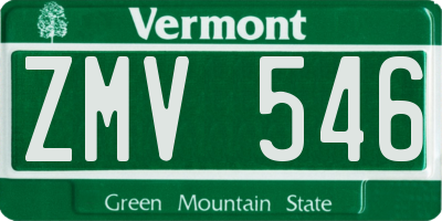 VT license plate ZMV546