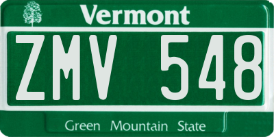 VT license plate ZMV548