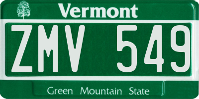 VT license plate ZMV549