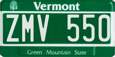 VT license plate ZMV550
