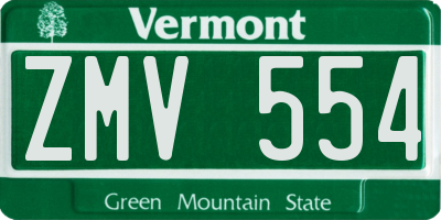 VT license plate ZMV554