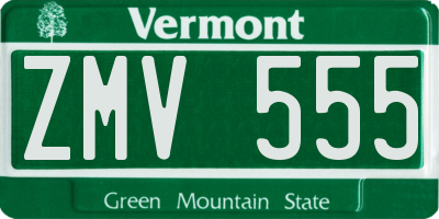 VT license plate ZMV555