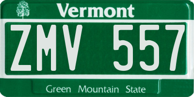 VT license plate ZMV557
