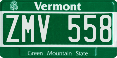 VT license plate ZMV558