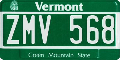 VT license plate ZMV568