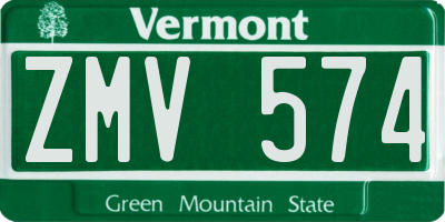 VT license plate ZMV574