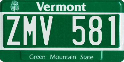 VT license plate ZMV581