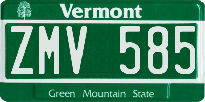 VT license plate ZMV585