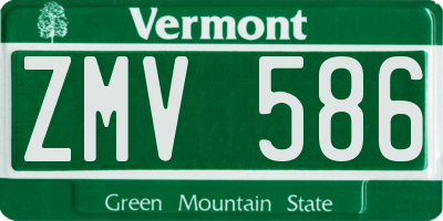 VT license plate ZMV586