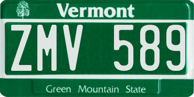 VT license plate ZMV589