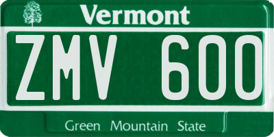 VT license plate ZMV600