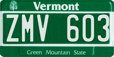 VT license plate ZMV603