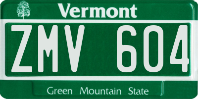 VT license plate ZMV604