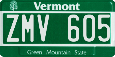 VT license plate ZMV605