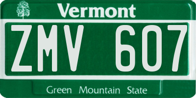 VT license plate ZMV607