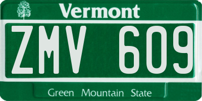 VT license plate ZMV609