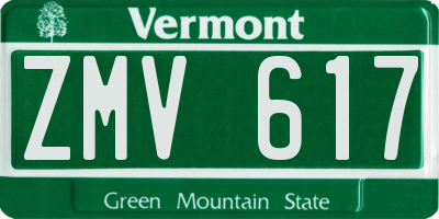 VT license plate ZMV617