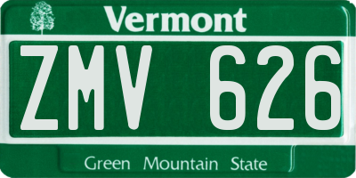 VT license plate ZMV626