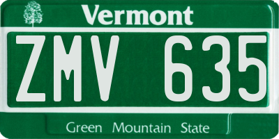 VT license plate ZMV635