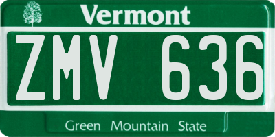 VT license plate ZMV636