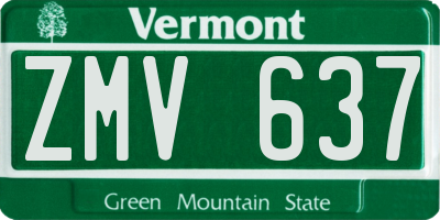 VT license plate ZMV637