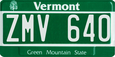 VT license plate ZMV640
