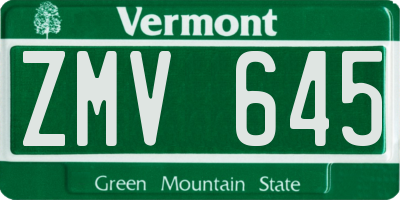 VT license plate ZMV645