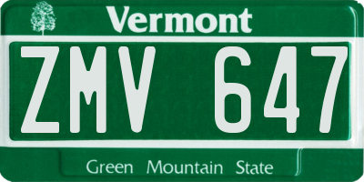 VT license plate ZMV647