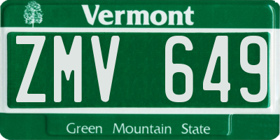 VT license plate ZMV649