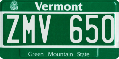 VT license plate ZMV650