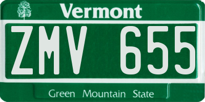 VT license plate ZMV655