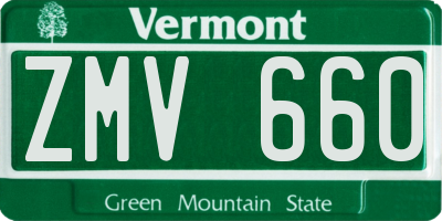VT license plate ZMV660