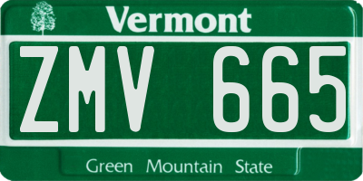 VT license plate ZMV665