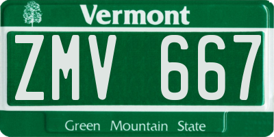 VT license plate ZMV667