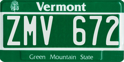 VT license plate ZMV672