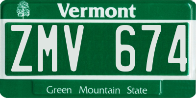 VT license plate ZMV674