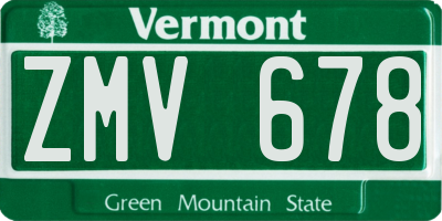 VT license plate ZMV678
