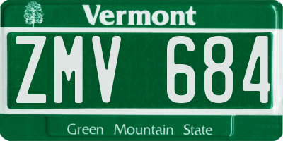 VT license plate ZMV684