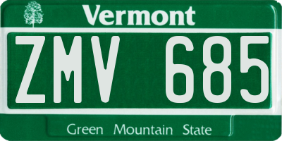 VT license plate ZMV685