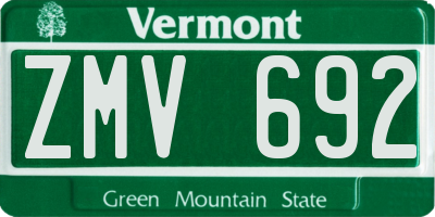 VT license plate ZMV692