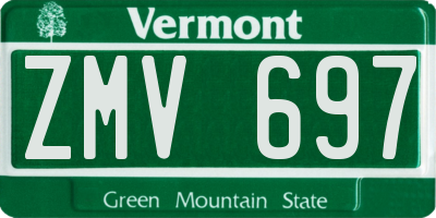 VT license plate ZMV697