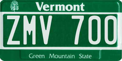 VT license plate ZMV700