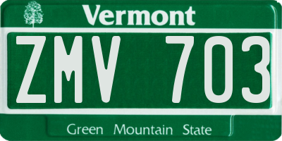 VT license plate ZMV703