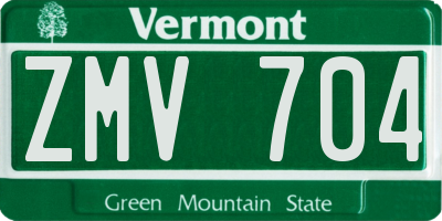 VT license plate ZMV704